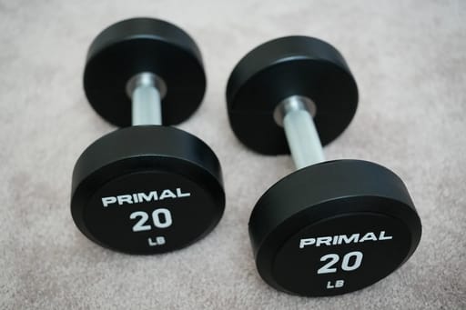 Primal Urethane Dumbbell with Stainless Steel Handle (Pair) - 20 LBS