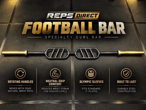 Reps Direct Football Bar – Black & Gold 45lb (*RARE & DISCONTINUED)